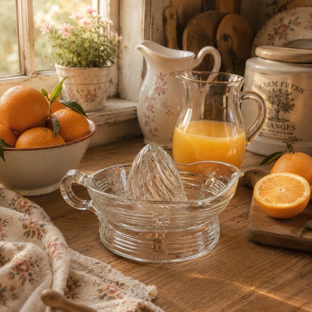 Vintage Hazel Atlas Clear Ribbed Depression‎ Glass Large Juicer Reamer